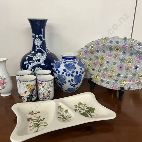 Assorted China Items Including Poole, Blue & White Vases Etc