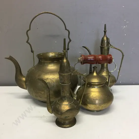 Vintage Brass Items Including Teapots Etc (As Found)