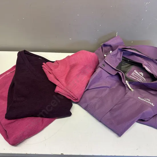 Purple Kathmandu Rain Jacket Size 12 With Merino Jumpers 