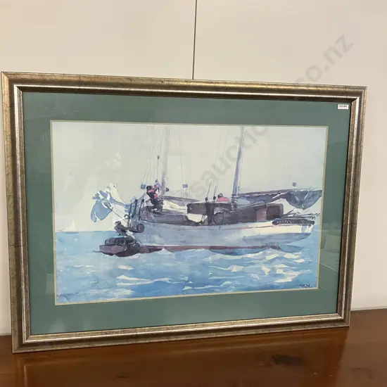 Vintage Winslow Homer Art Print "Taking On Wet Provisions" 67 x 91cm, Glazed Frame
