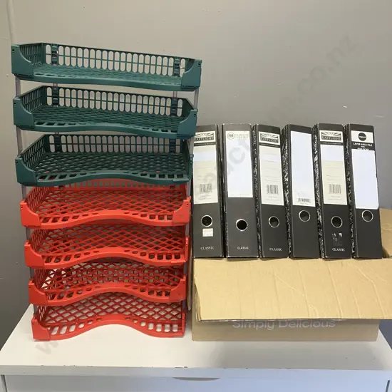 Document Trays & Box Of Lever Arch Folders