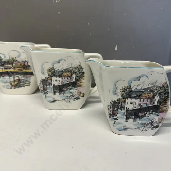 Vintage Mid Century Lord Nelson Ware England Angular Jugs, Set of Three Graduated