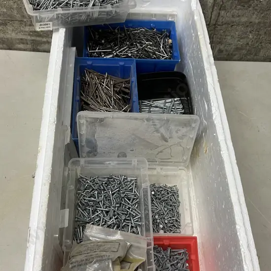 Box Lot Assorted Nails In Containers