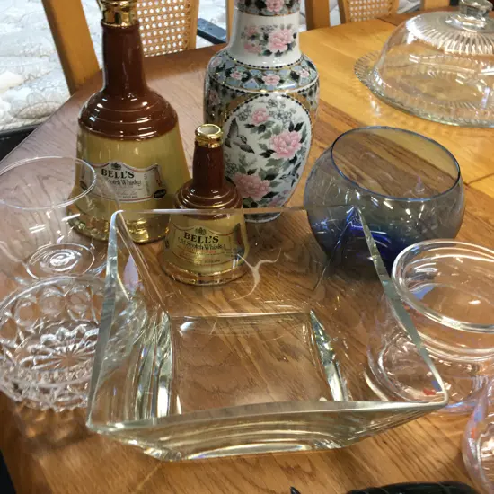 Bells Whiskey Decanters, Vases Etc Box Lot