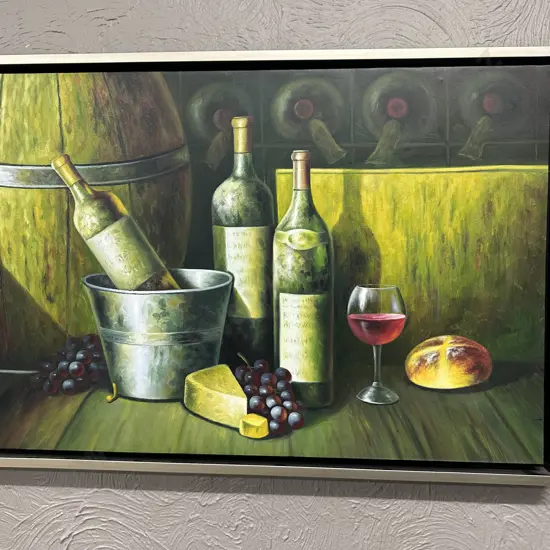 Framed Artwork Still Life Oil On Canvas H65,W95cm.