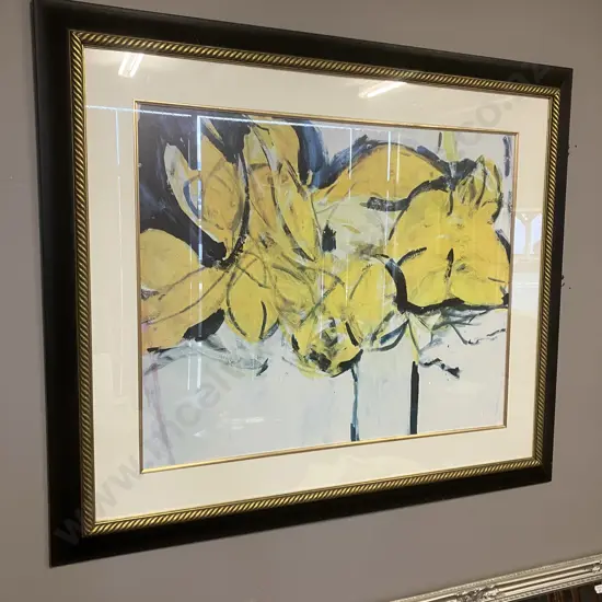 "Yellow Bouquet" by Oskar Koller Large Framed Artwork. 118 x 138cm