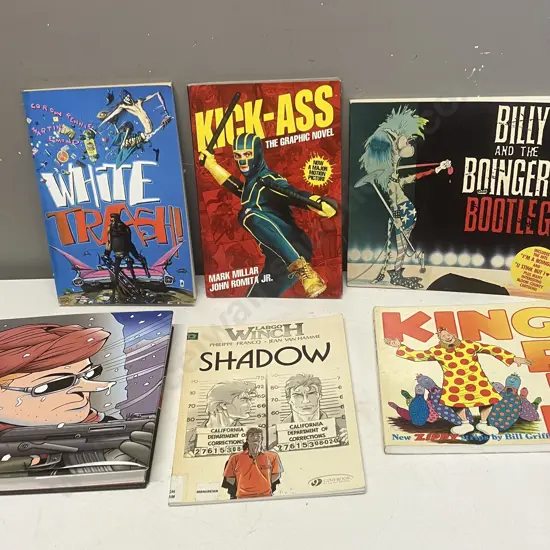Assorted Graphic Novels - Kick-Ass  2010 First Edition, Billy & The Boingers Bootleg 1987 1st Edition With Record, Etc