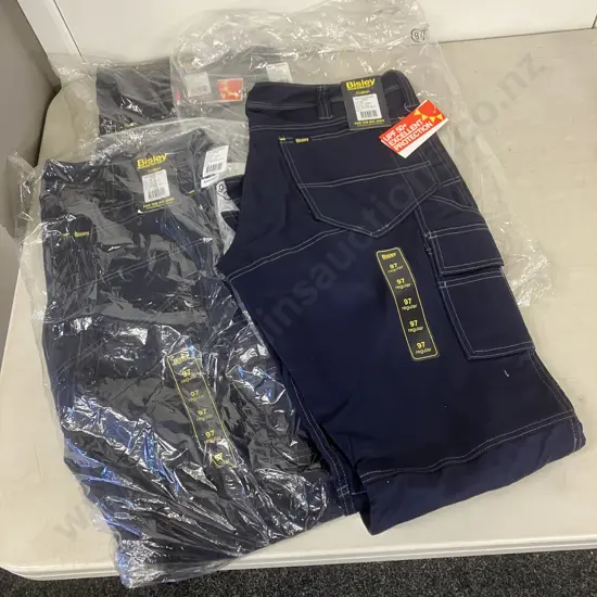 3 Pair Of Bisley BPC6475 Engineered X Airflow Ripstop Cargo Work Pants, Navy Size 97R