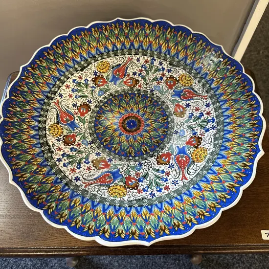 Round Turkish Bowl With Scalloped Edge Dia 43cm. 