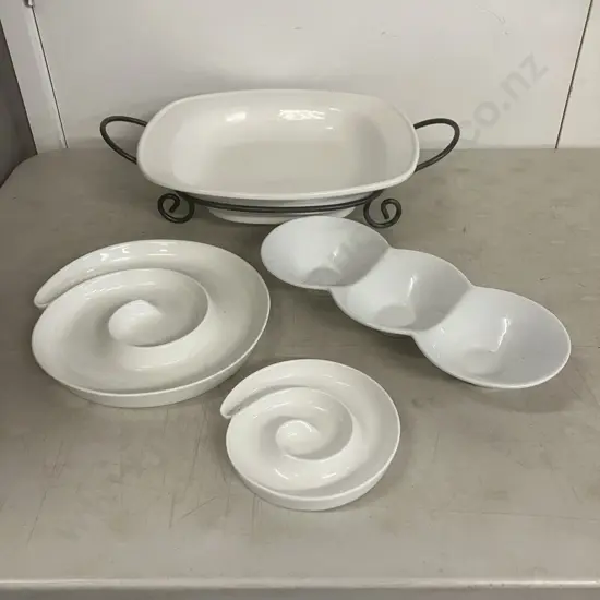 White Serving Ware, Dip Dishes Etc