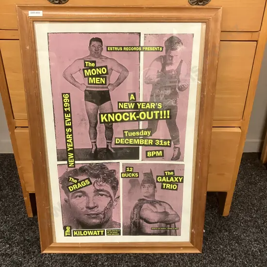 Estrus Records Event POSTER The Mono Men New Year's Eve 1996, Framed. 67 x 47cm