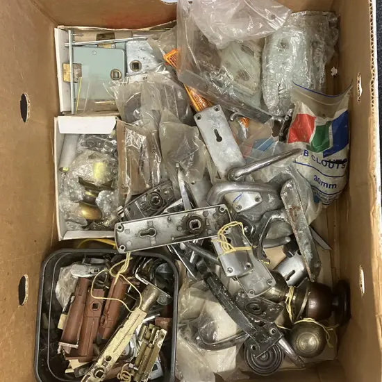 Box Lot Assorted Door Hardware, Locks Etc (Sold with -35)