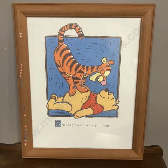 Winnie The Pooh & Tigger "Friends Put a Bounce In Your Heart" Framed Art Print. 58 x 48cm