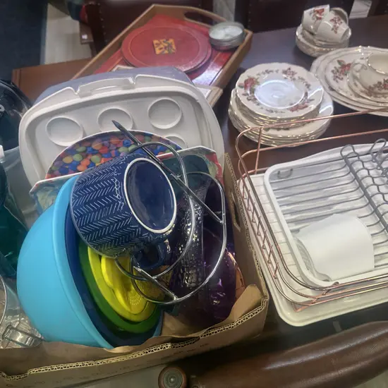 Plasticware, Dish Racks Etc