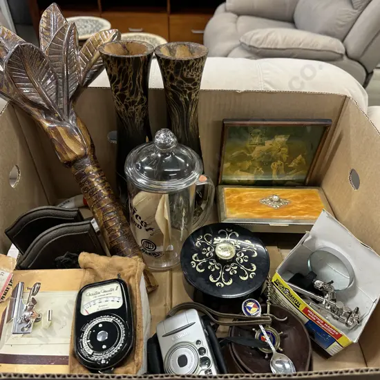 Vintage Items Including Wall Art, Jewellery Boxes Etc