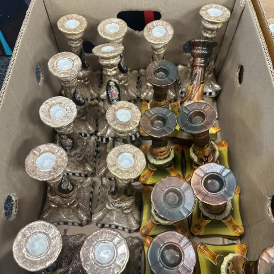 Oriental Themed Candle Stick Holders Assorted x20 H18.5cm.