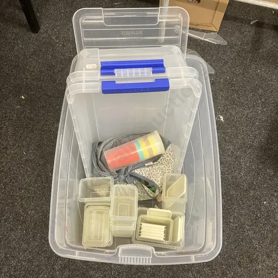 Box Lot Plasticware, Clothes Pegs Etc