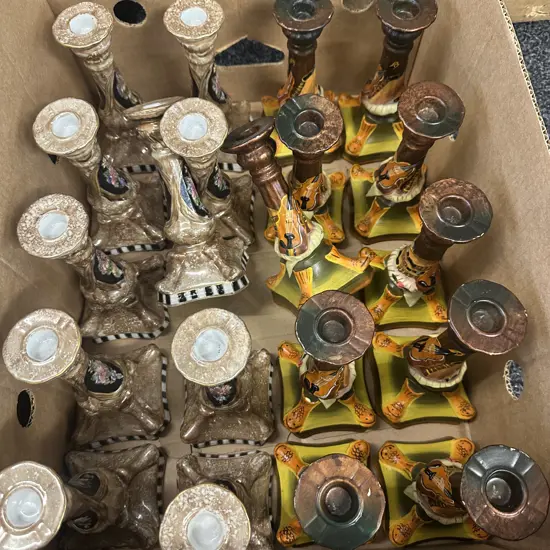 Oriental Themed Candle Stick Holders Assorted x20 H18.5cm.