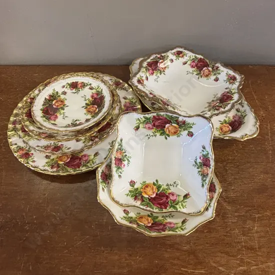 Assortment of Royal Albert Old Country Roses plates, saucers, dishes etc