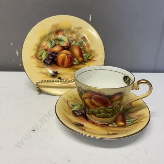 Aynsley Orchard Gold Fruit trio. With original label