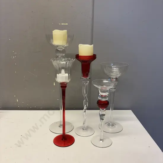 Assortment of Crystal and Glass Candlesticks