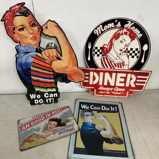 Selection Of Wall Plaques Including 'We Can Do It', 'Mums Home Diner' Etc