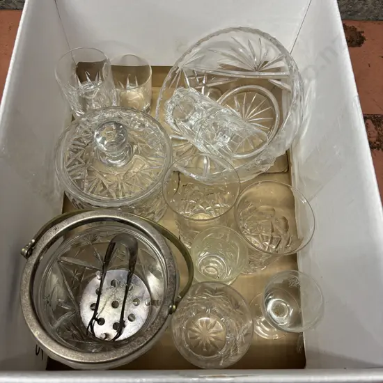Box of Assorted Vintage Crystal etc