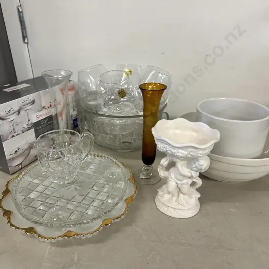 Assorted Glass & China Items Including Spiegelau Cocktail Glasses, Bowls Etc