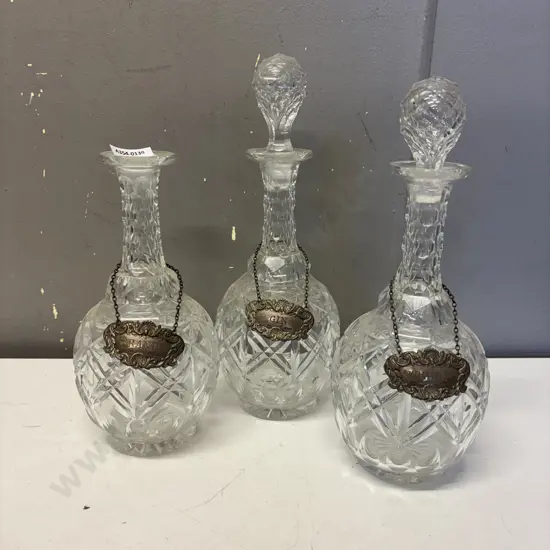 Vintage Decanters x 3 (1 without stopper)