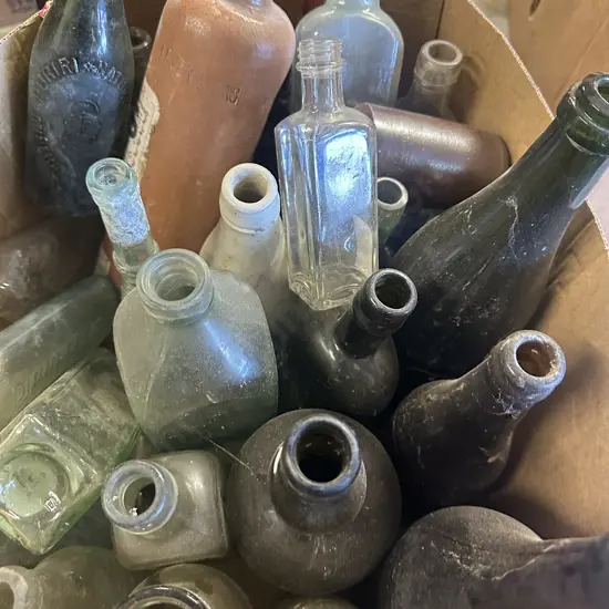 Box Lot Of Vintage Bottles