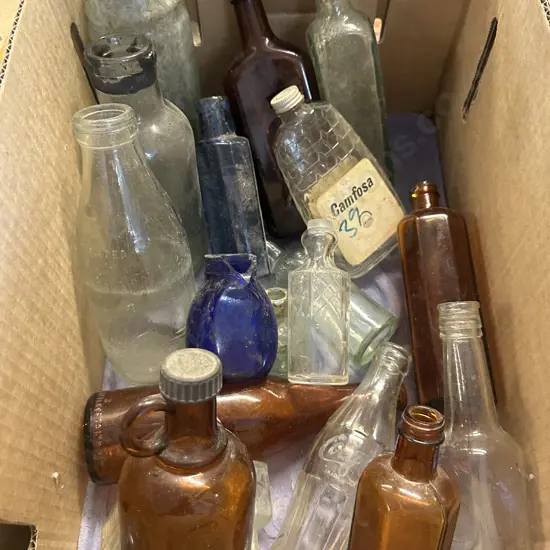 Box Lot Of Vintage Bottles