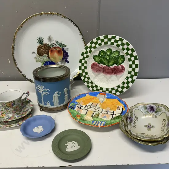 Box lot Assorted China Items, Including Wedgwood (Some As Found)