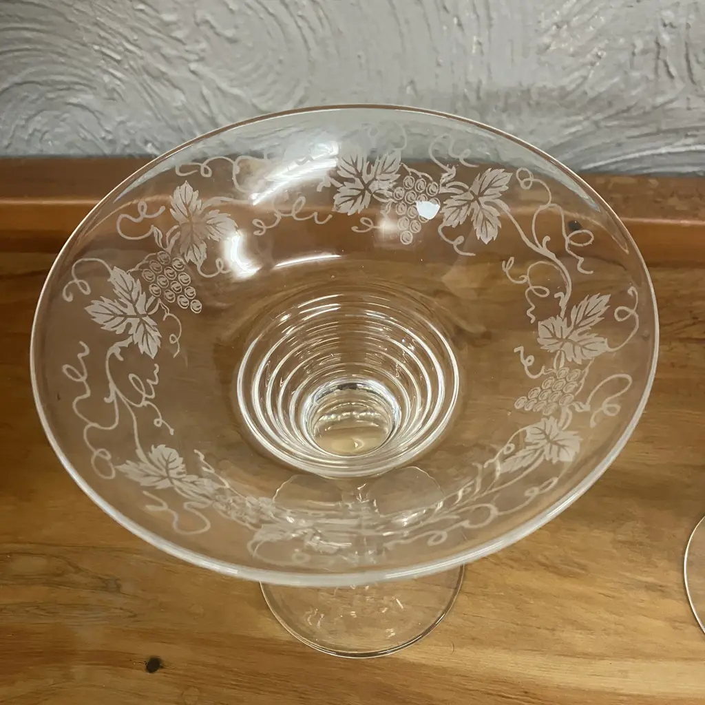 Pair of Stuart Crystal Compote Bowl Grape Design H17cm. Image 1++