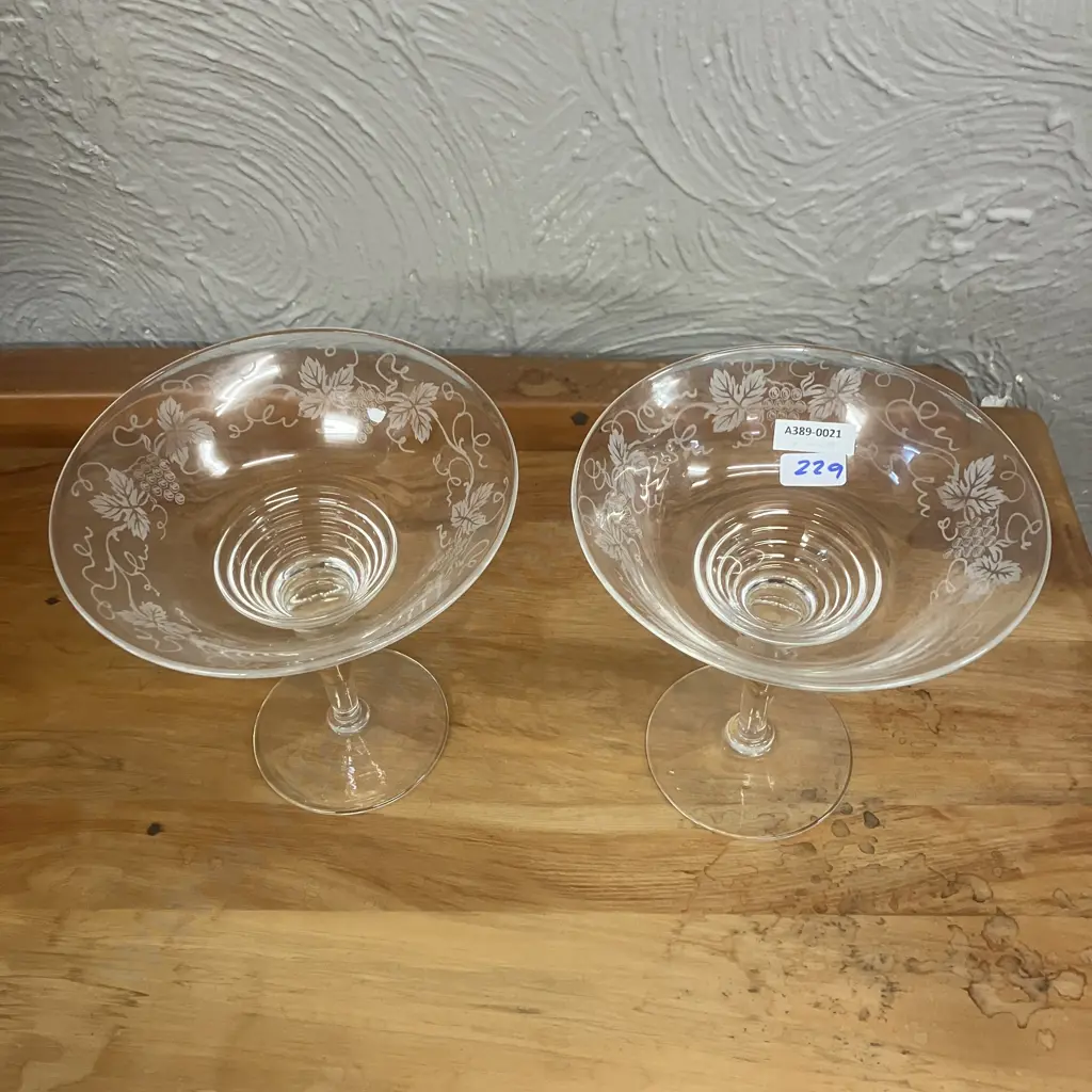 Pair of Stuart Crystal Compote Bowl Grape Design H17cm. Image 1++