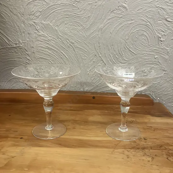 Pair of Stuart Crystal Compote Bowl Grape Design H17cm.
