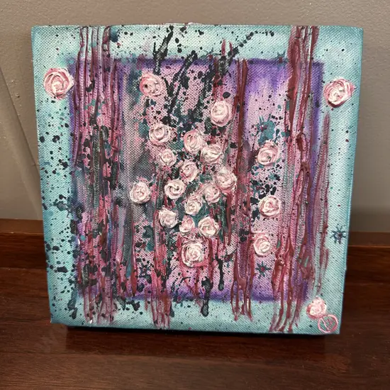 Artwork On Canvas Cellular Cluster By Victoria Wells 20x20cm