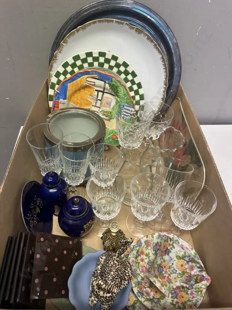 Assorted Crystal & China Items Included Silverware Image 1++