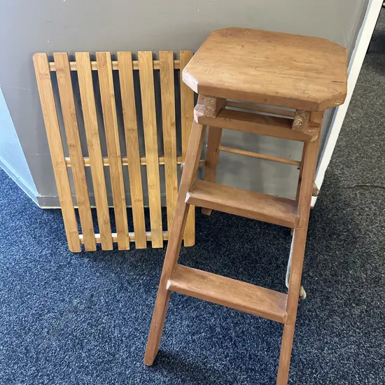 Vintage Step Stool H81cm & Wood Slatted Item