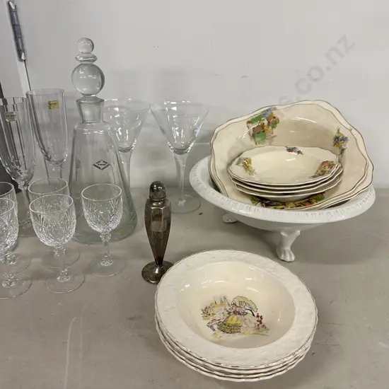 Assorted China & Crystal Items Including J.G Meakin Etc