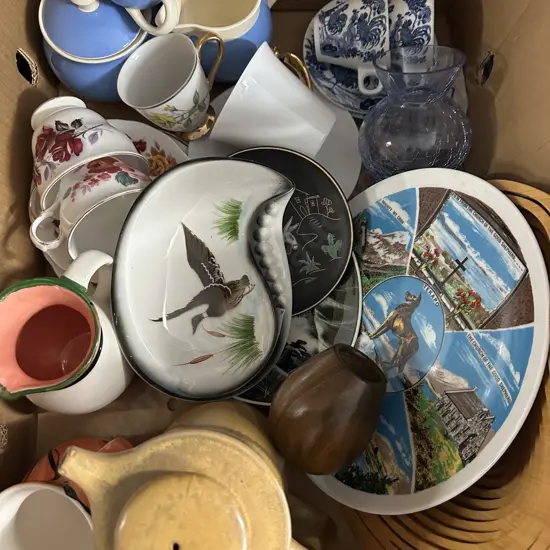 Box Of China Items, Pottery Etc 