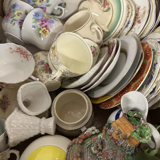 Box Of Assorted China Items