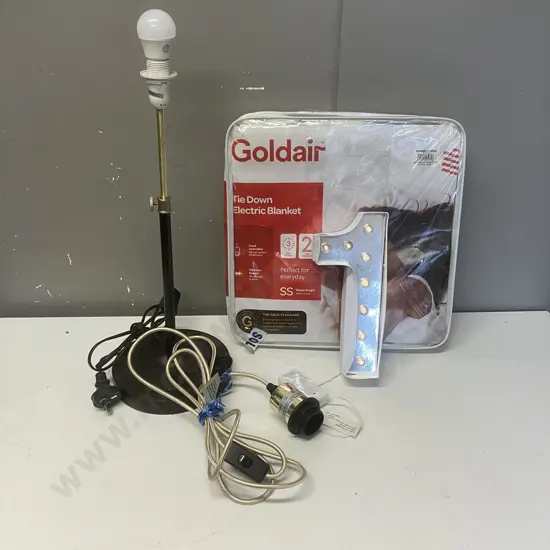 Black Table Lamp, Goldair Single Electric Blanket, #1 Light, Electrical Lead