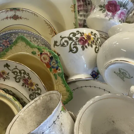 Box Lot Of China Items Including Grosvenor, Tusan Etc