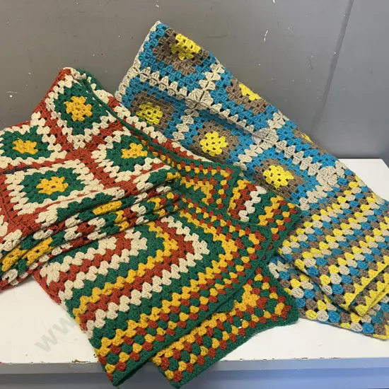 Pair of Vintage Crochet Blankets