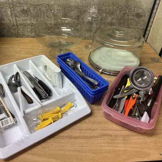 Selection Of Glass Ware Including Clouche, Bowl Etc