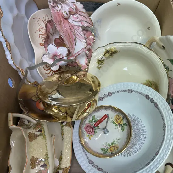 Box Lot Of Assorted China Items Including Alfred Meakin, Myott Etc