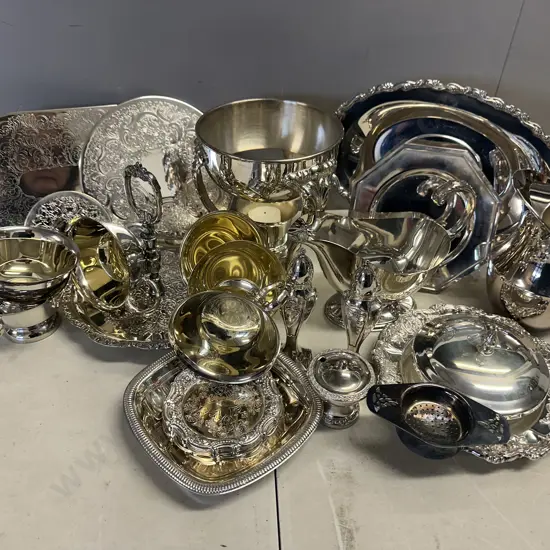 Large Selection Of Vintage Silverware Items Including Coasters, Salt & Pepper Shakers Etc