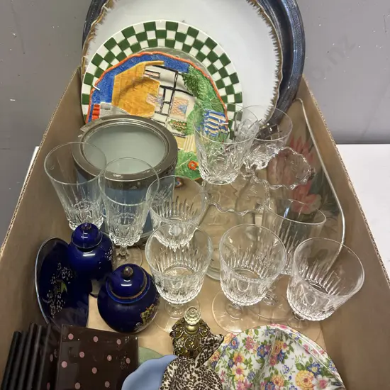 Assorted Crystal & China Items Included Silverware