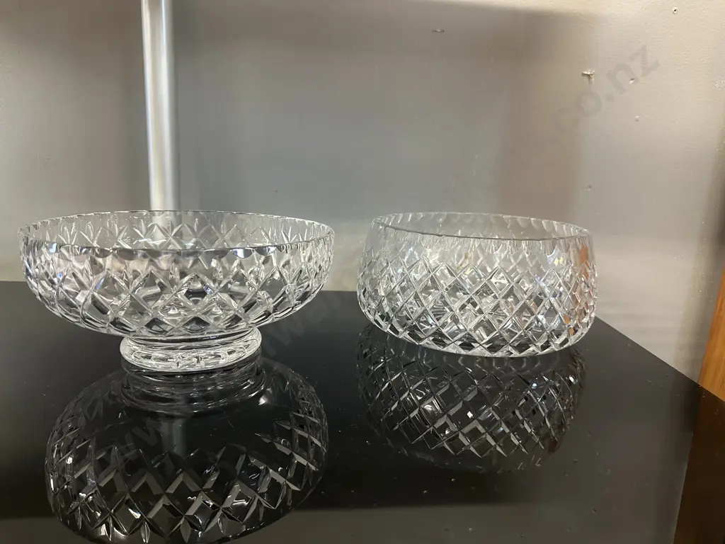 Pair Of Vintage Crystal Bowls Including 1x Footed Image 1++