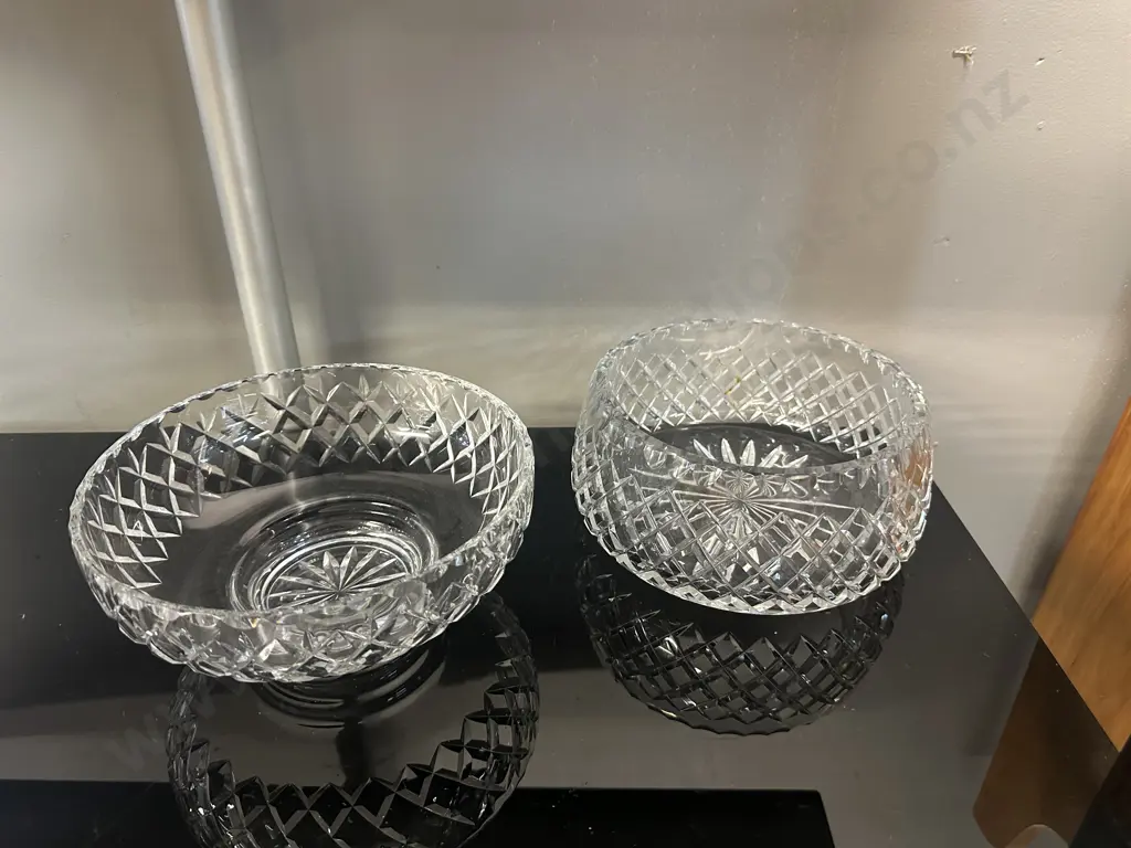 Pair Of Vintage Crystal Bowls Including 1x Footed Image 1++
